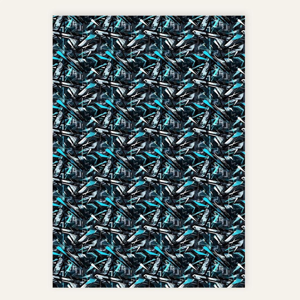 Cyan Fracture – Polyester Canvas Print