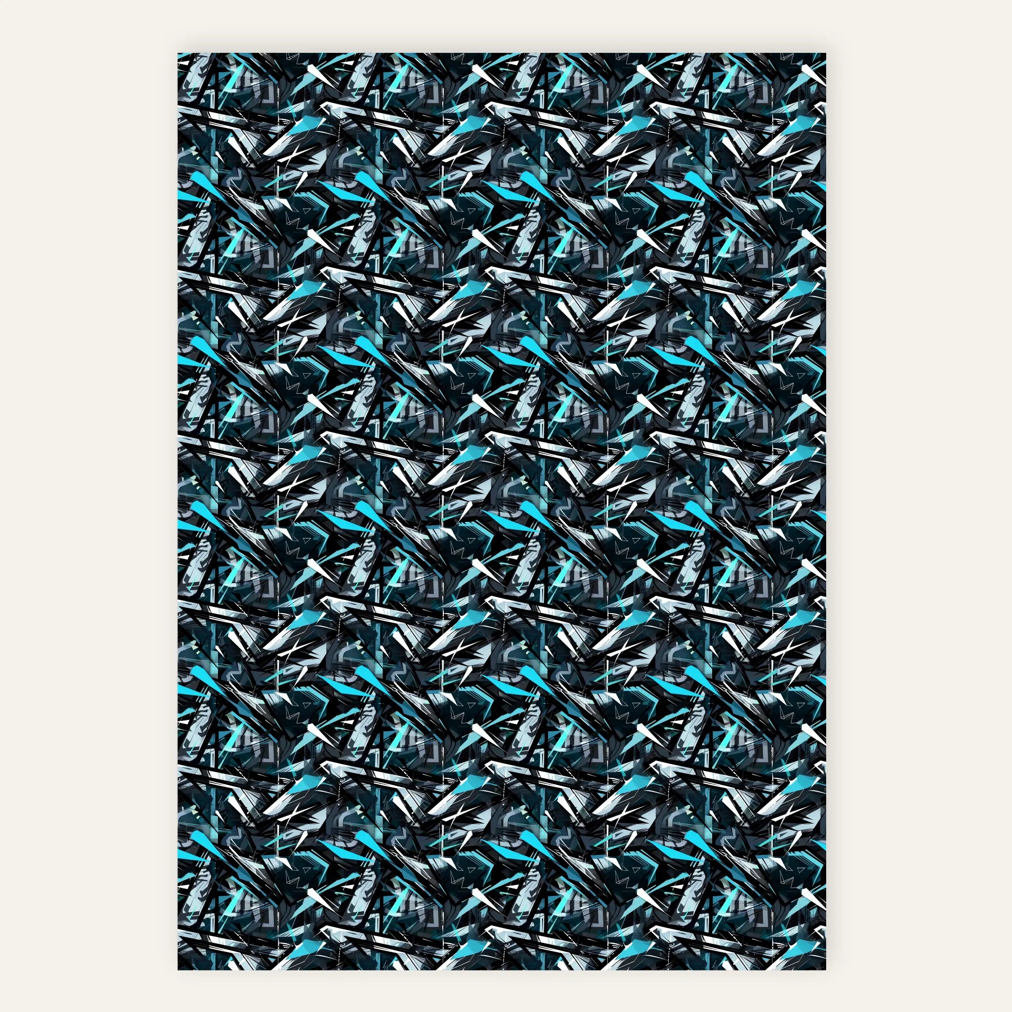 Cyan Fracture – Polyester Canvas Print